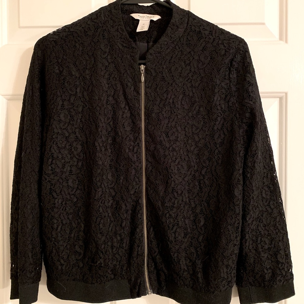SOLD — NOT FOR SALE — WHBM M black lace bomber jacket fully lined